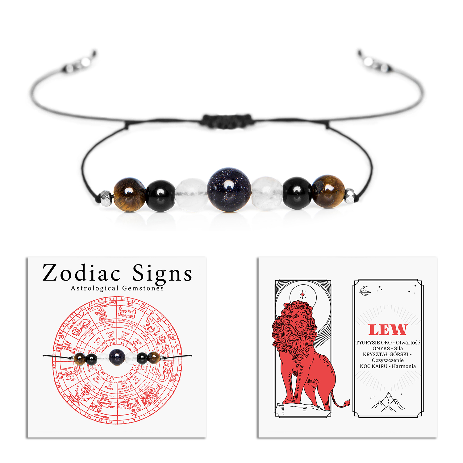 Náramok vyrobený z prírodných kameňov znamenie Zodiac Lion