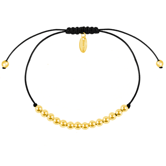 Secret Black Round Shine Line Gold Náramok