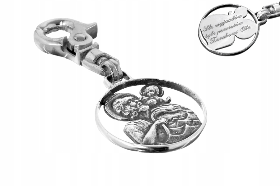 Silver Saint Krzysztof Key prsteň s gravírovaním