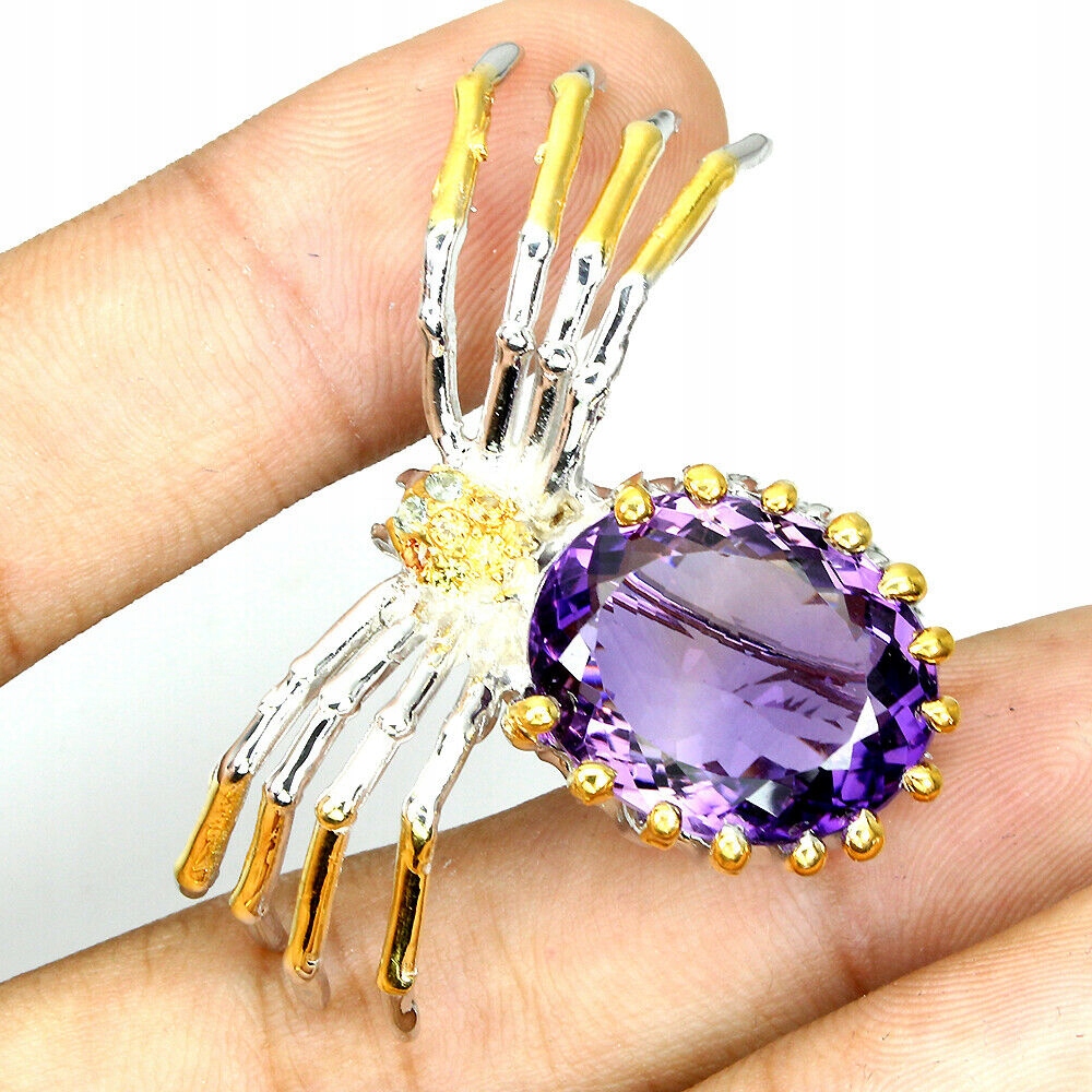 Silver Natural Broot 22.16ct Amethyst 925 Spider