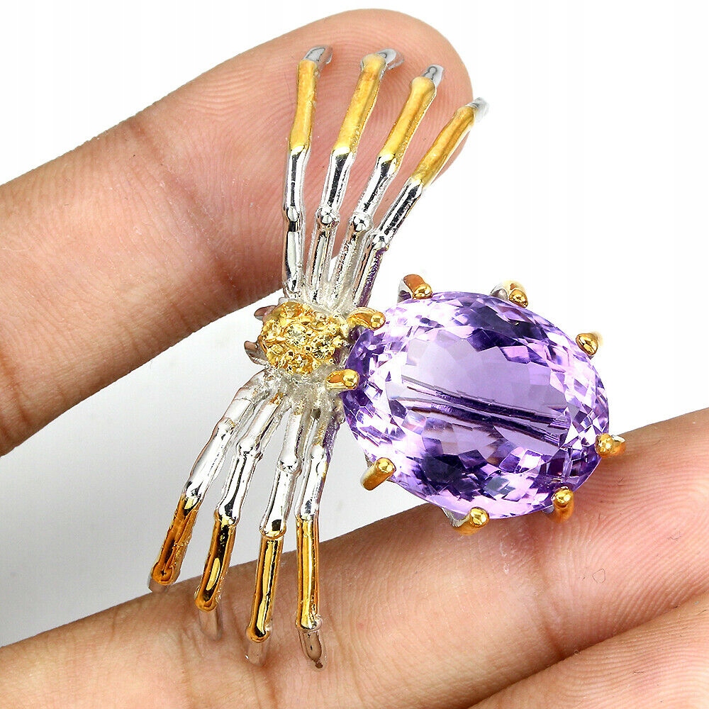 Silver Natural Broot 28.54Ct Amethyst 925 Spider