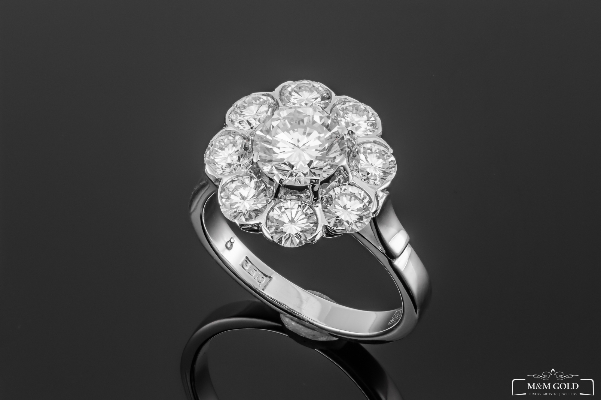 Briliantový KVETINOVÝ prsteň zlatý 750 (2,80 ct)