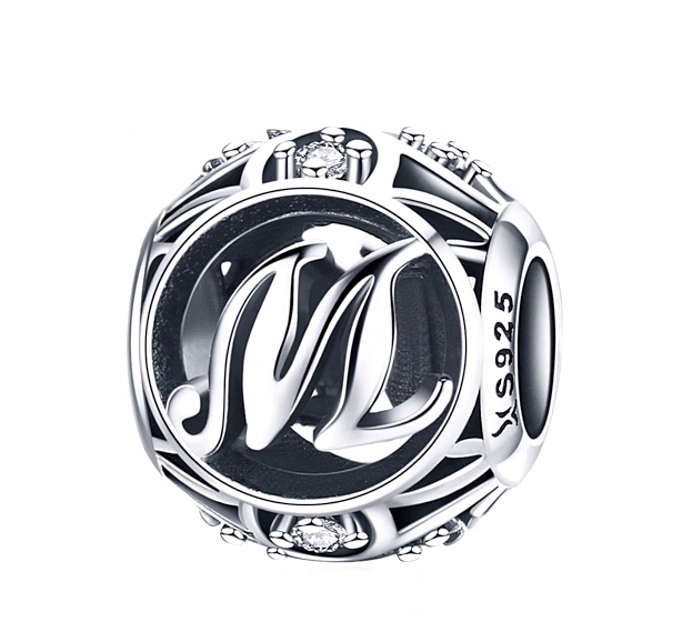 Kúzla Pendant Beads Letter M Zirconia S925