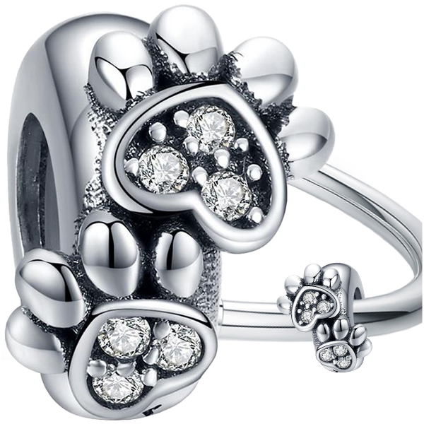 Kúzla Silver 925 Stopwwatch Dog Paw Pendant Paw