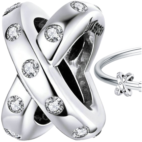 Prívesok CHARMS, striebro 925, korálka so zirkónmi S925