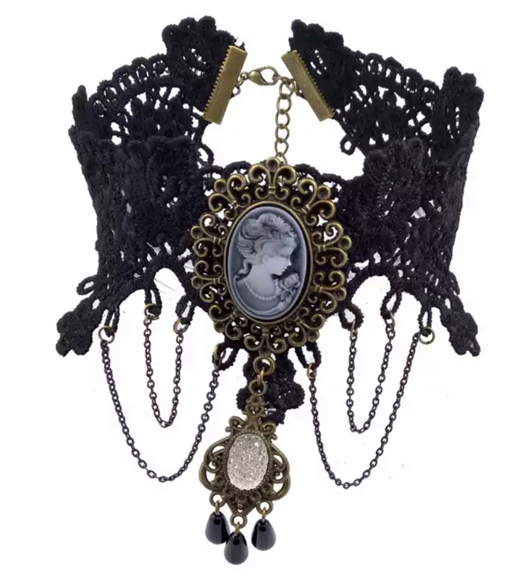 Choker Kamea Lace náhrdelník Čierny náhrdelník