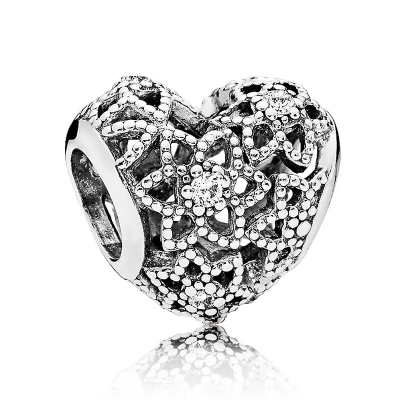 Prívesky Pandora - Prelamované srdce kvetov 796264CZ