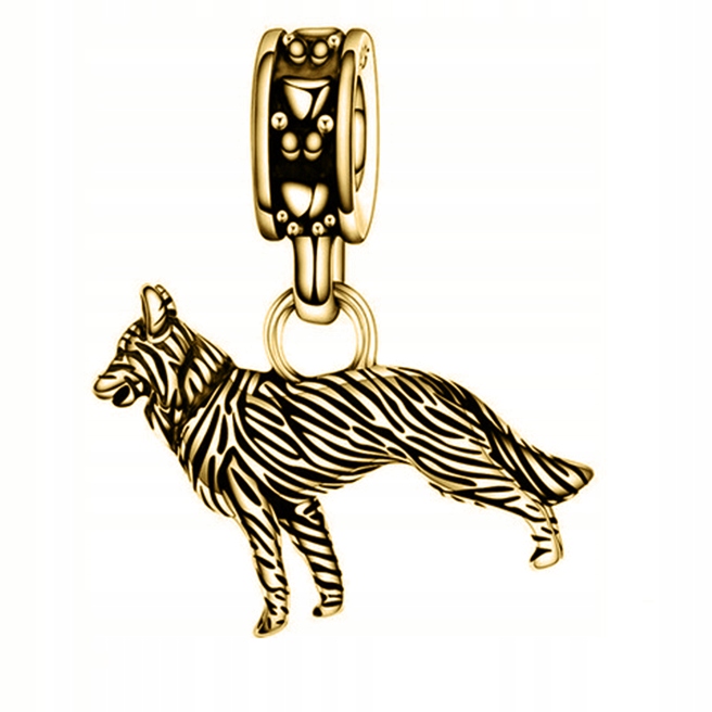 Prívesky Charms Gold Wolf Silver 925 pre prívesok Pandora