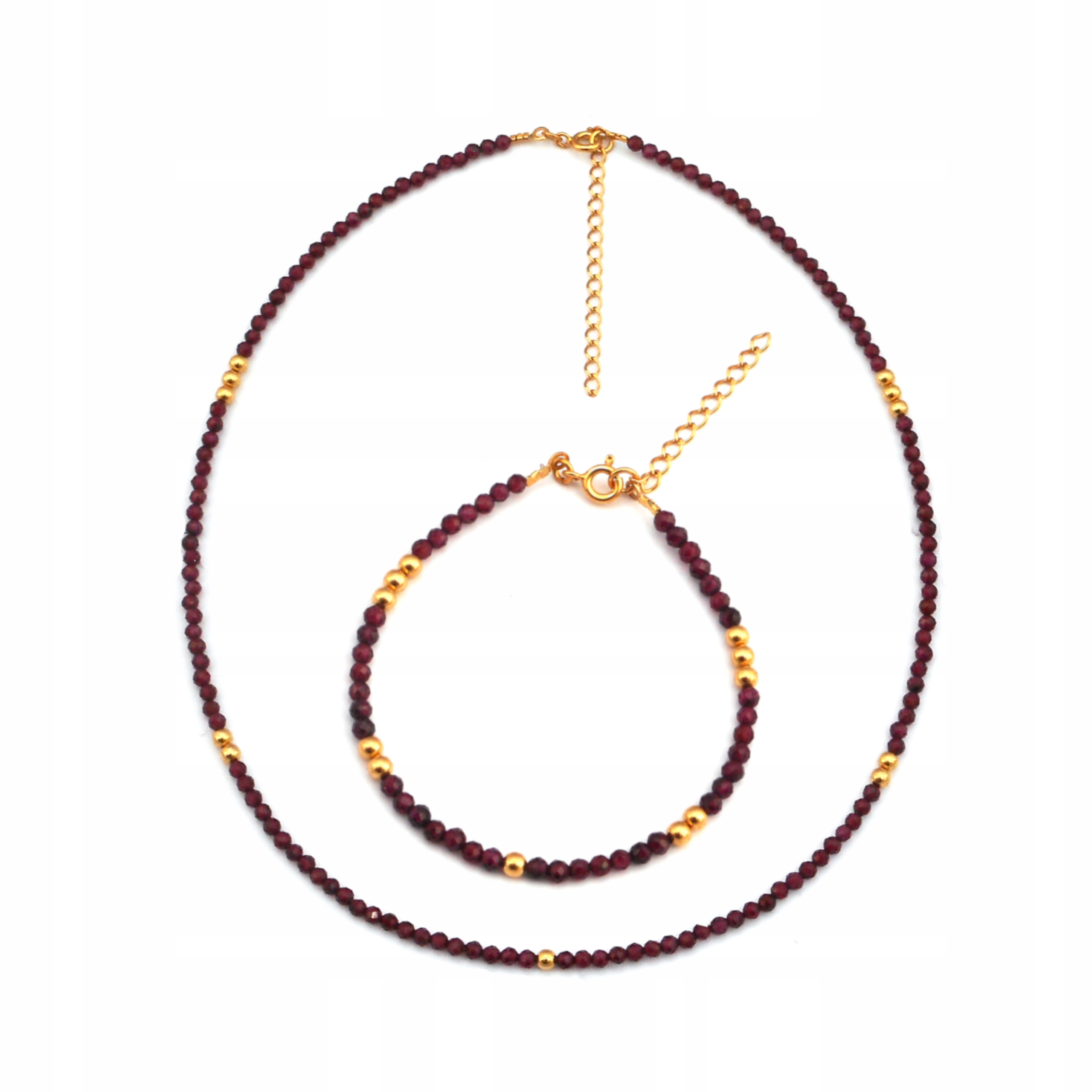 Choker s náramkom granátového jablka 3 mm striebro 925 24 K