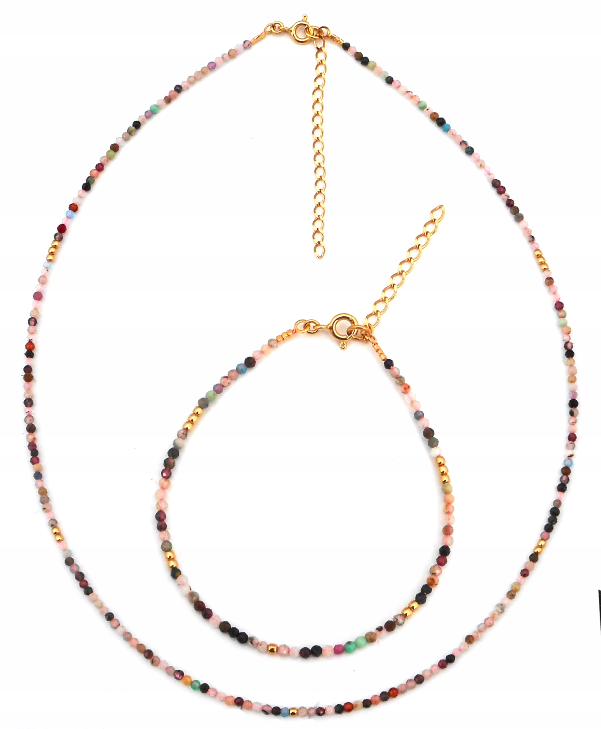 Choker s náramkom vo farbe 2mm strieborných kamienkov