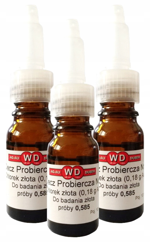 Testovaná tekutina 3 x ZLATÝ CHLORID Au 0,18 g 10 ml