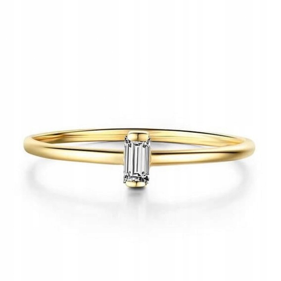 Tenký prsteň s obdĺžnikovým diamantom 585