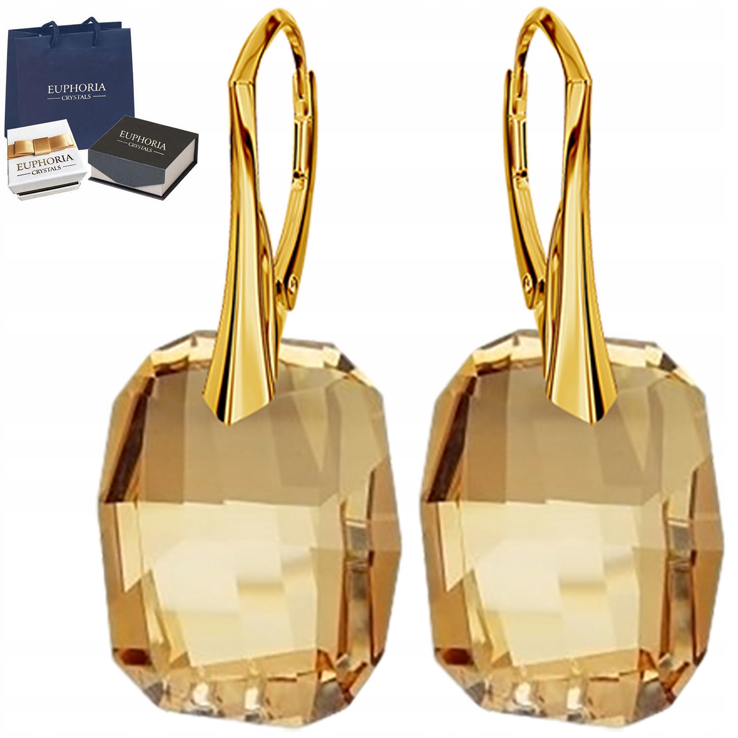 Miracle Graphic Golden náušnice Swarovski Silver 925