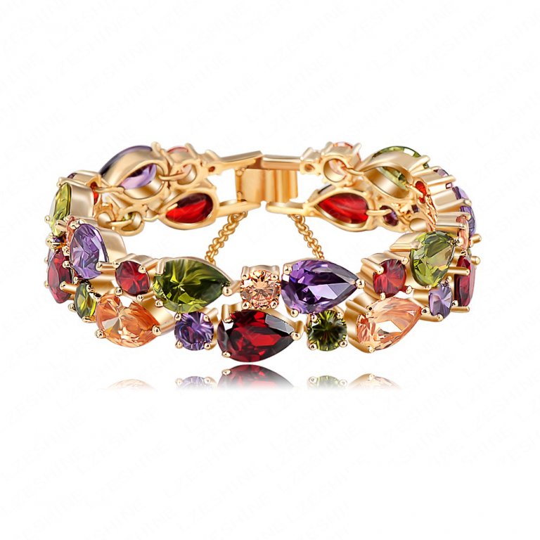 Nádherný zlatý náramok Swarovski Multicolor 18K