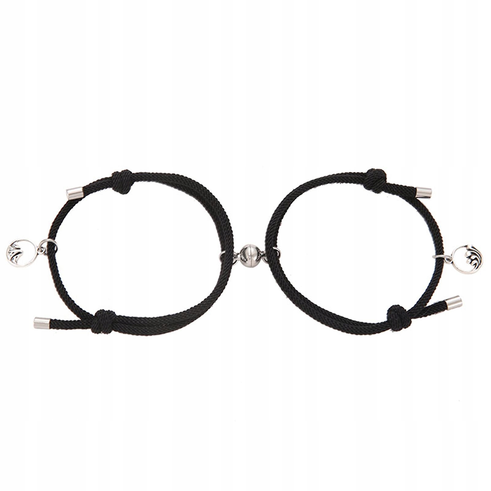 Czarny-2pcs magnetický náramok nastaviteľný PA