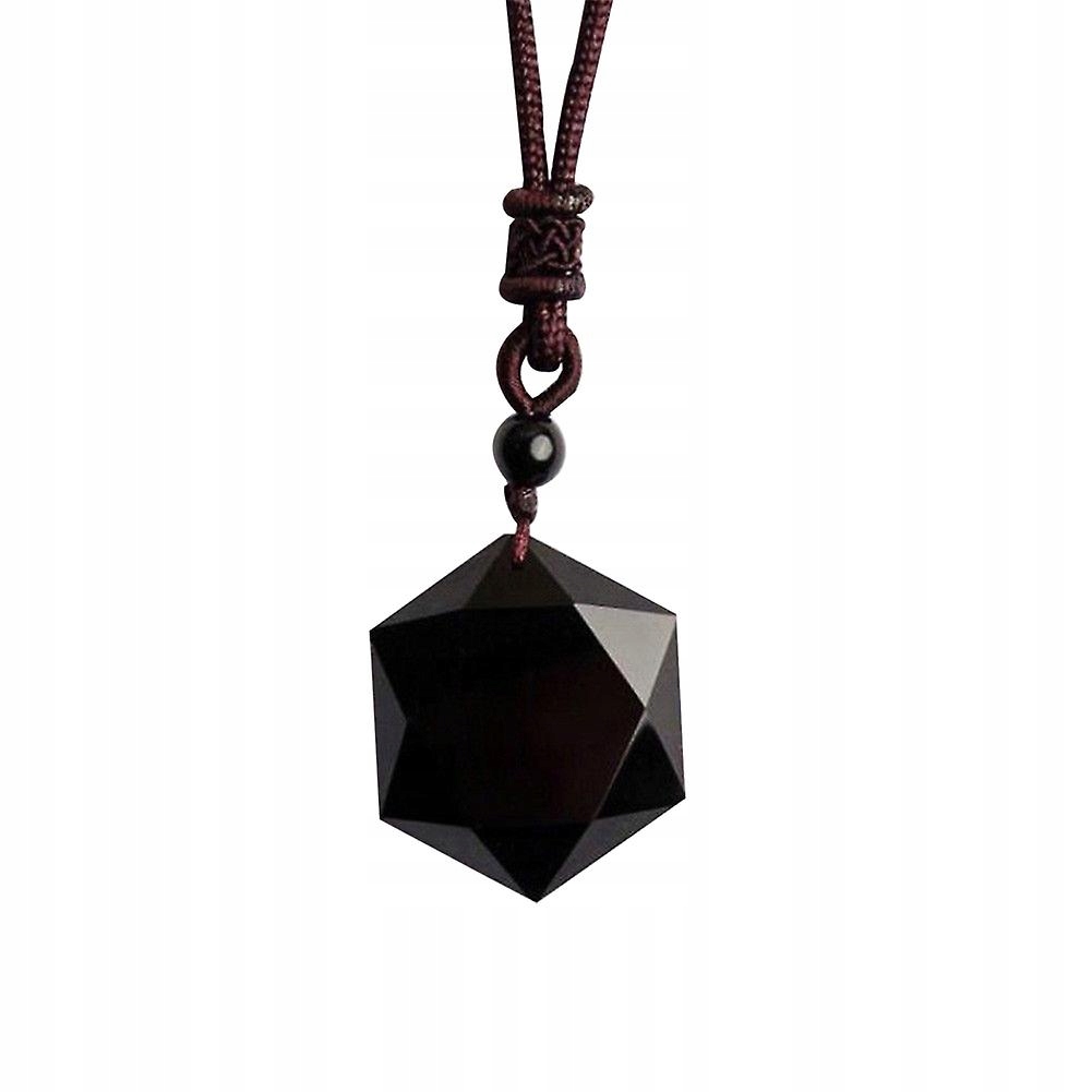 Čierna žena faux obsidian hexagram náhrdelník