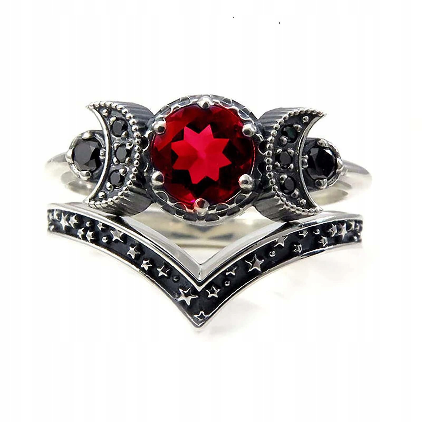 Červeno-červená ametyst prsteň Ring Ring Moon Gifts