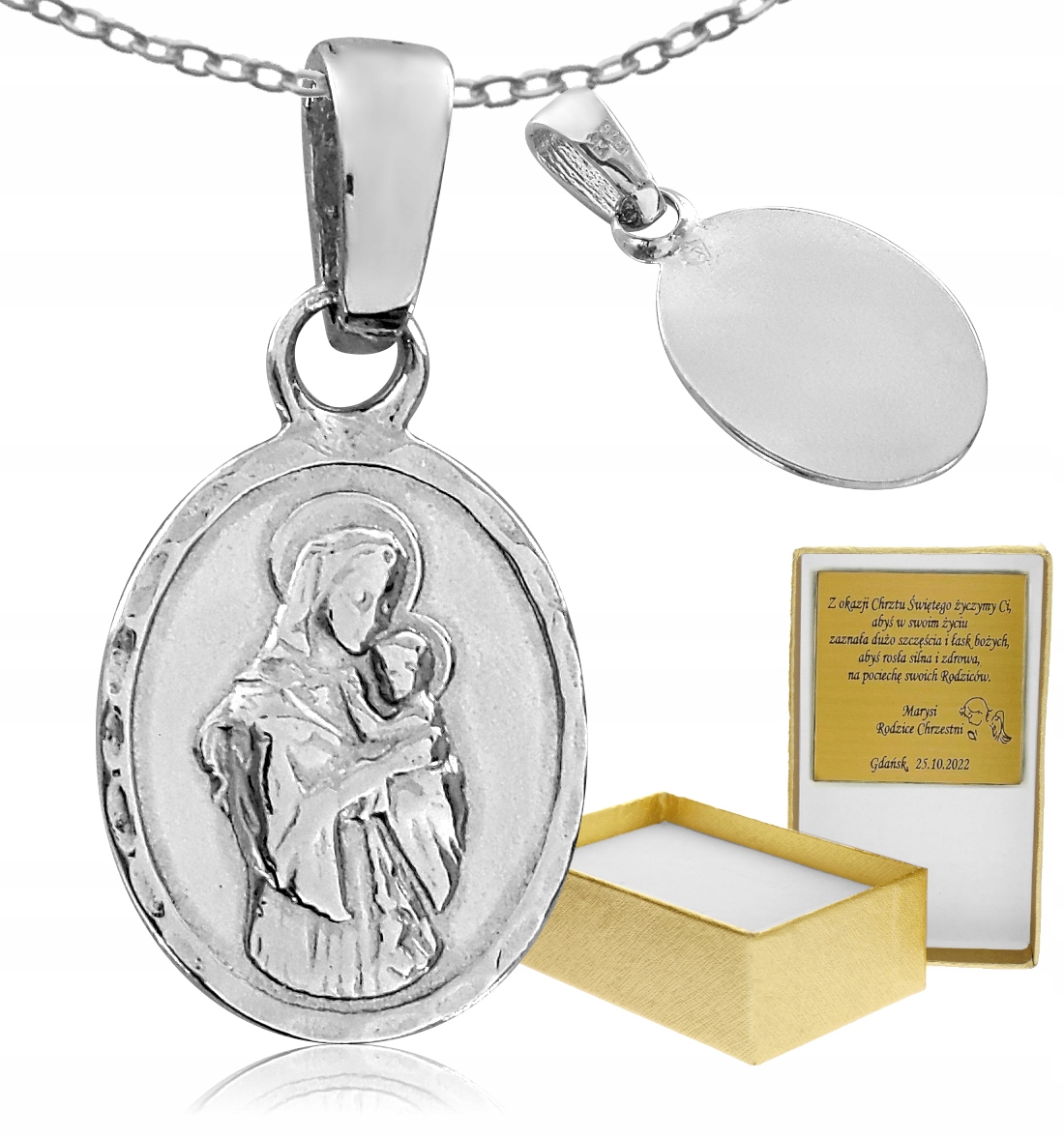 Jemná medaila s Panny Márie Silver 925 Gravírovanie