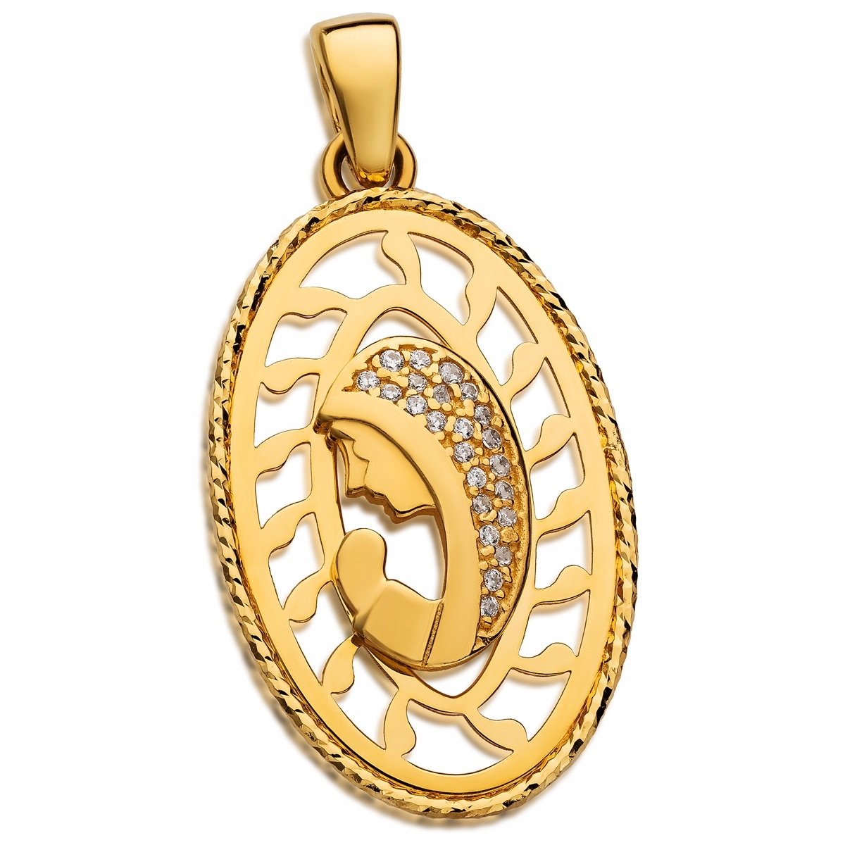 Diamond Oval Medal Gold God God 585