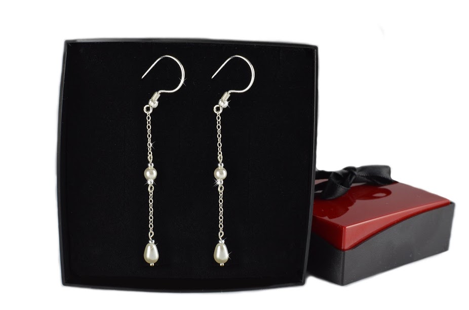 DLHÉ SVADOBNÉ NÁUŠNICE 7cm SWAROVSKI s perlami