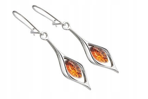 Dlhé náušnice strieborné šperky 925 Amber
