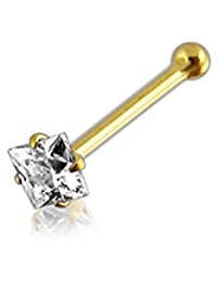 NOSE 14 CARAT GOLD CRYSTALS SQUARE 2 mm