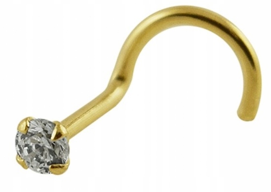 NOSE 9 KARAT ZLATO S KRYSTALOM 0,6 / 7 / 2,5 mm