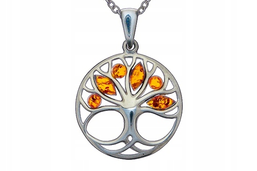 Strom života prívesok striebro 925 Amber +zadarmo