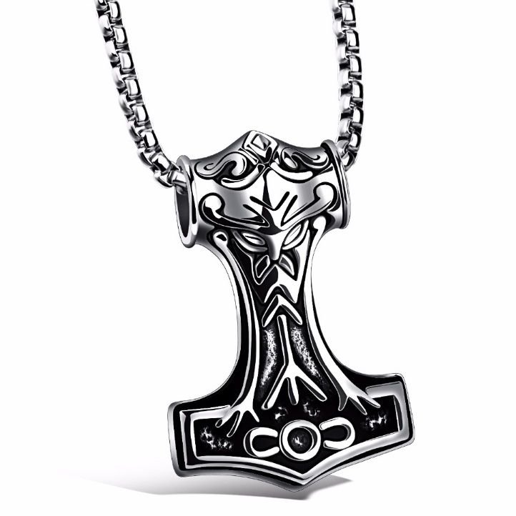 Thor's Large Hammer + Chain Stal 316L Kvalita
