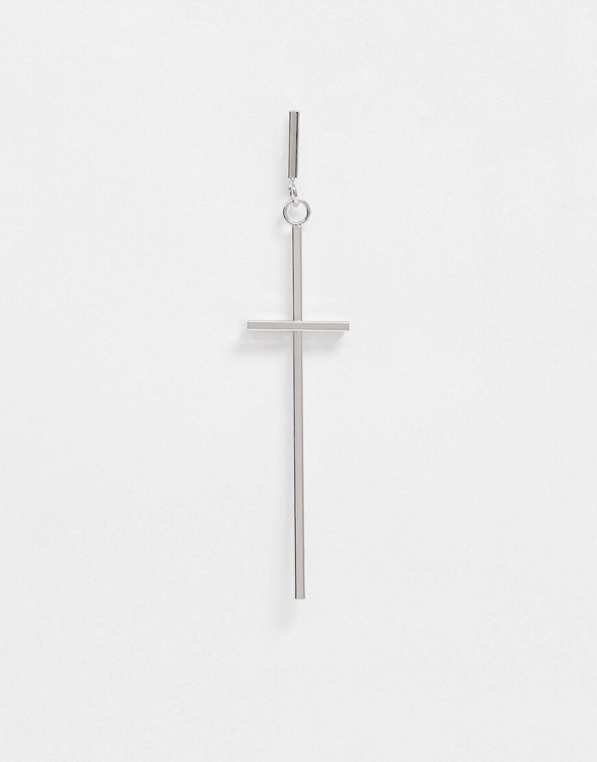 Designb Single Silver Cross náušnice
