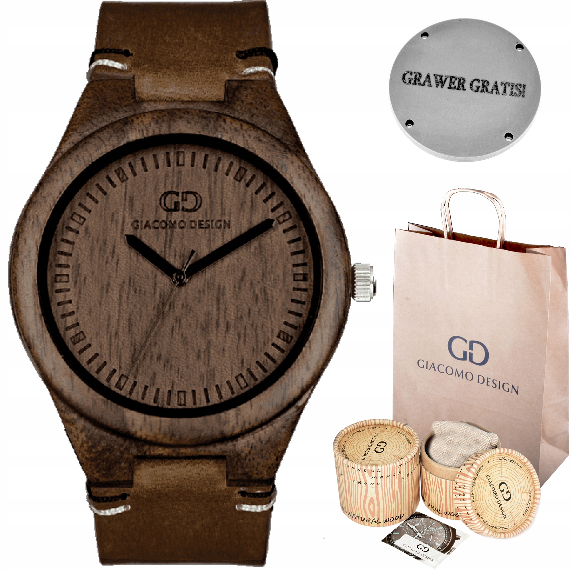 Pánské hodinky - Drevené hodinky Giacomo Design GD0801 5 Designs!