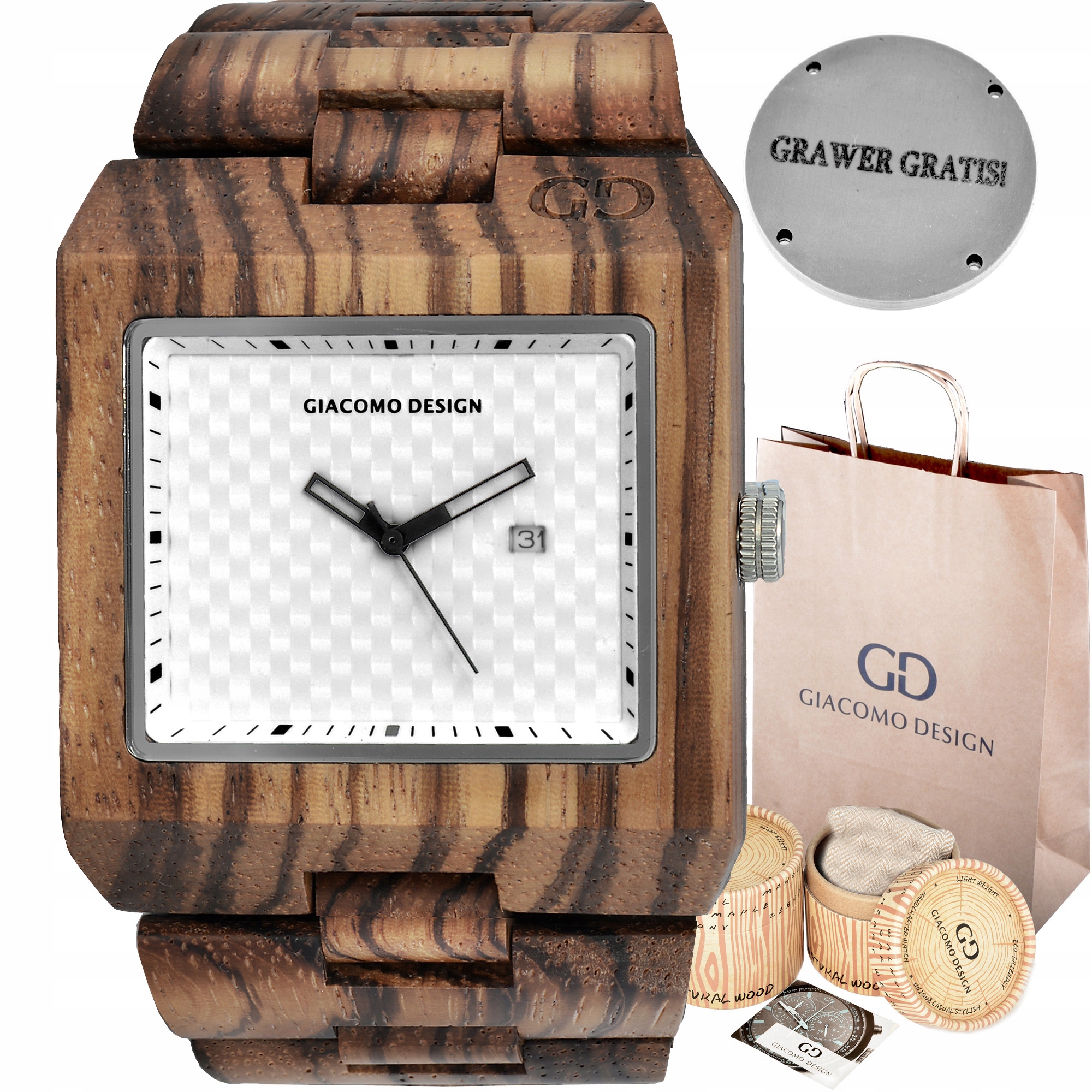 Pánské hodinky - Drevené hodinky Giacomo Design GD085 4 Designs