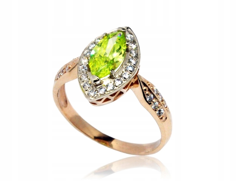 Exkluzívny prsteň 585 Peridot Red Gold