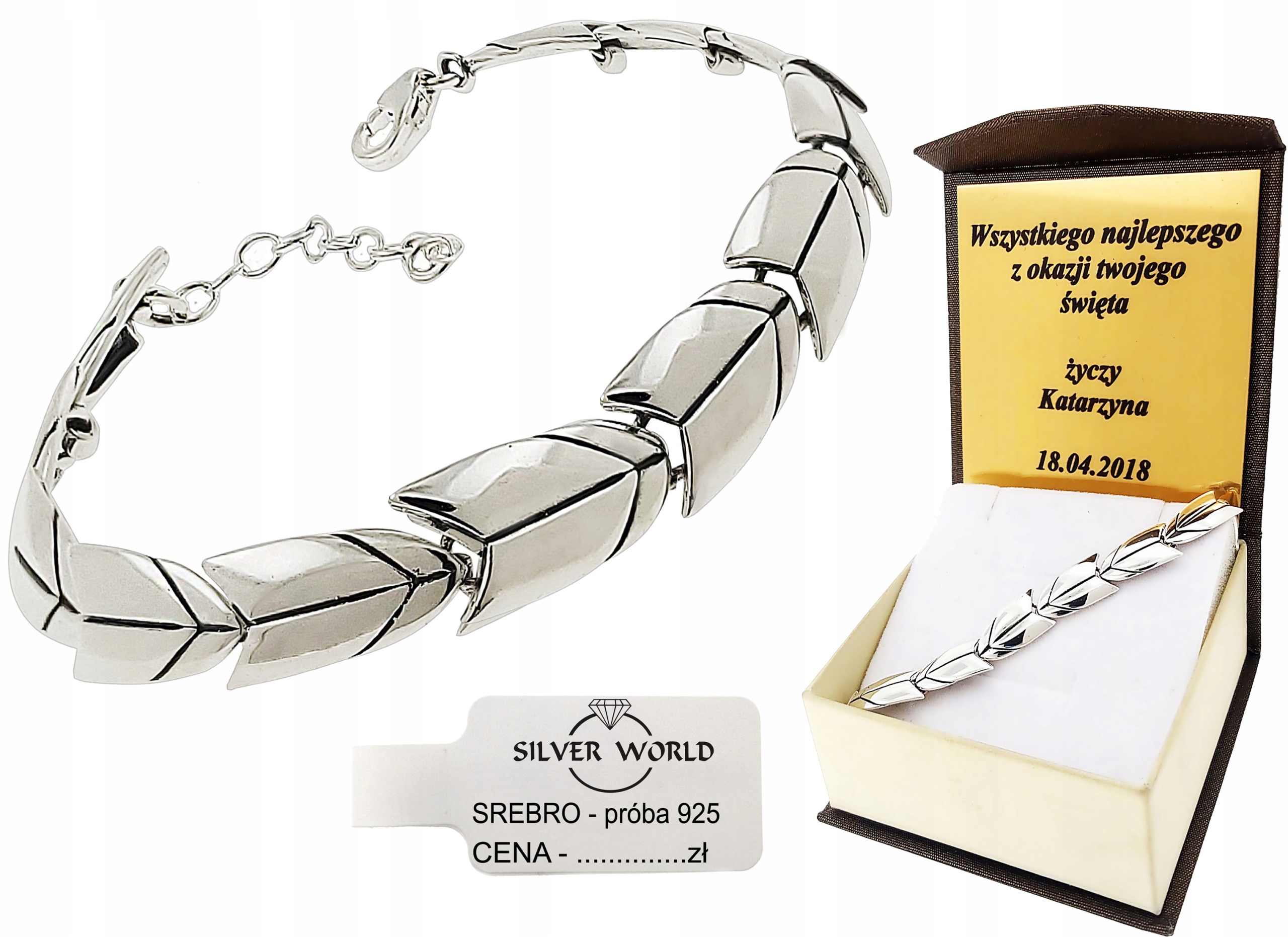 Elegantný strieborný náramok 925 vlk + gravírovanie