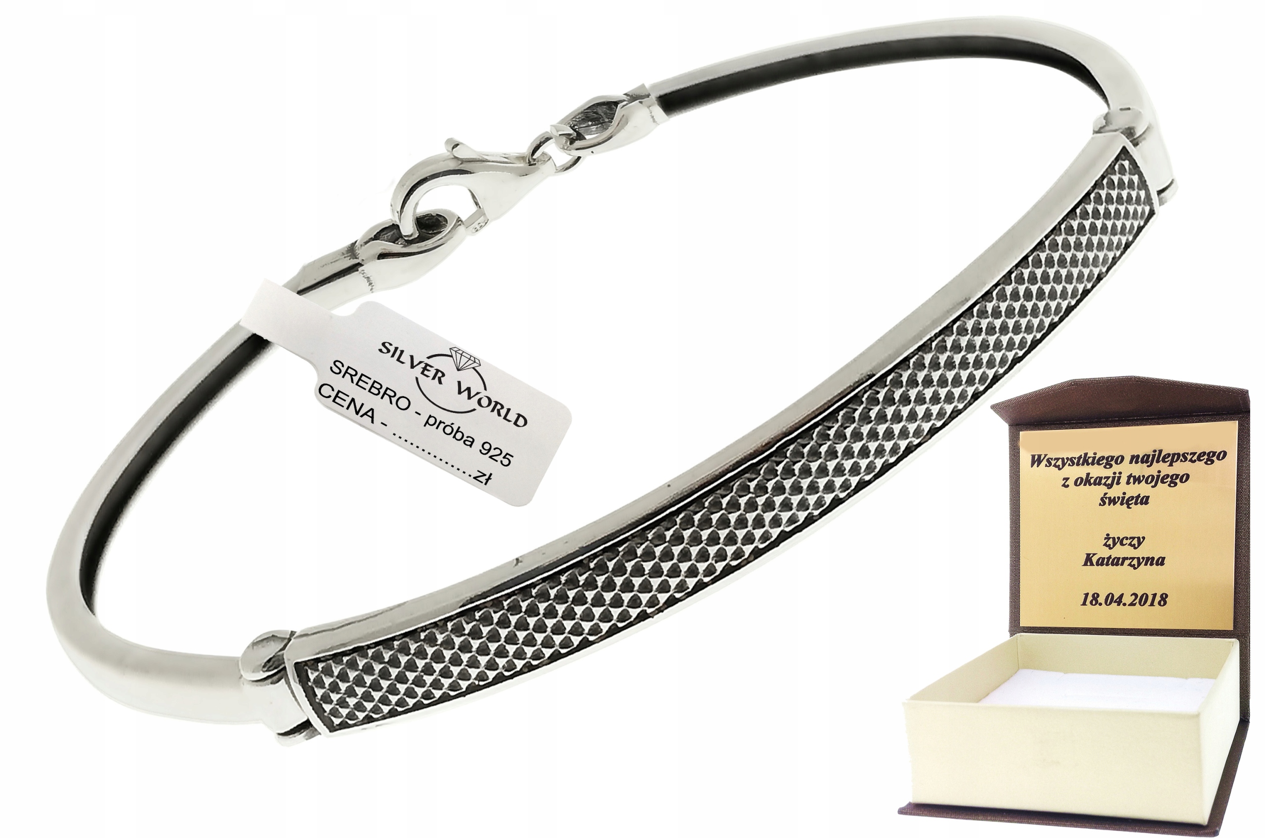 Elegantný strieborný náramok 925 + rytie