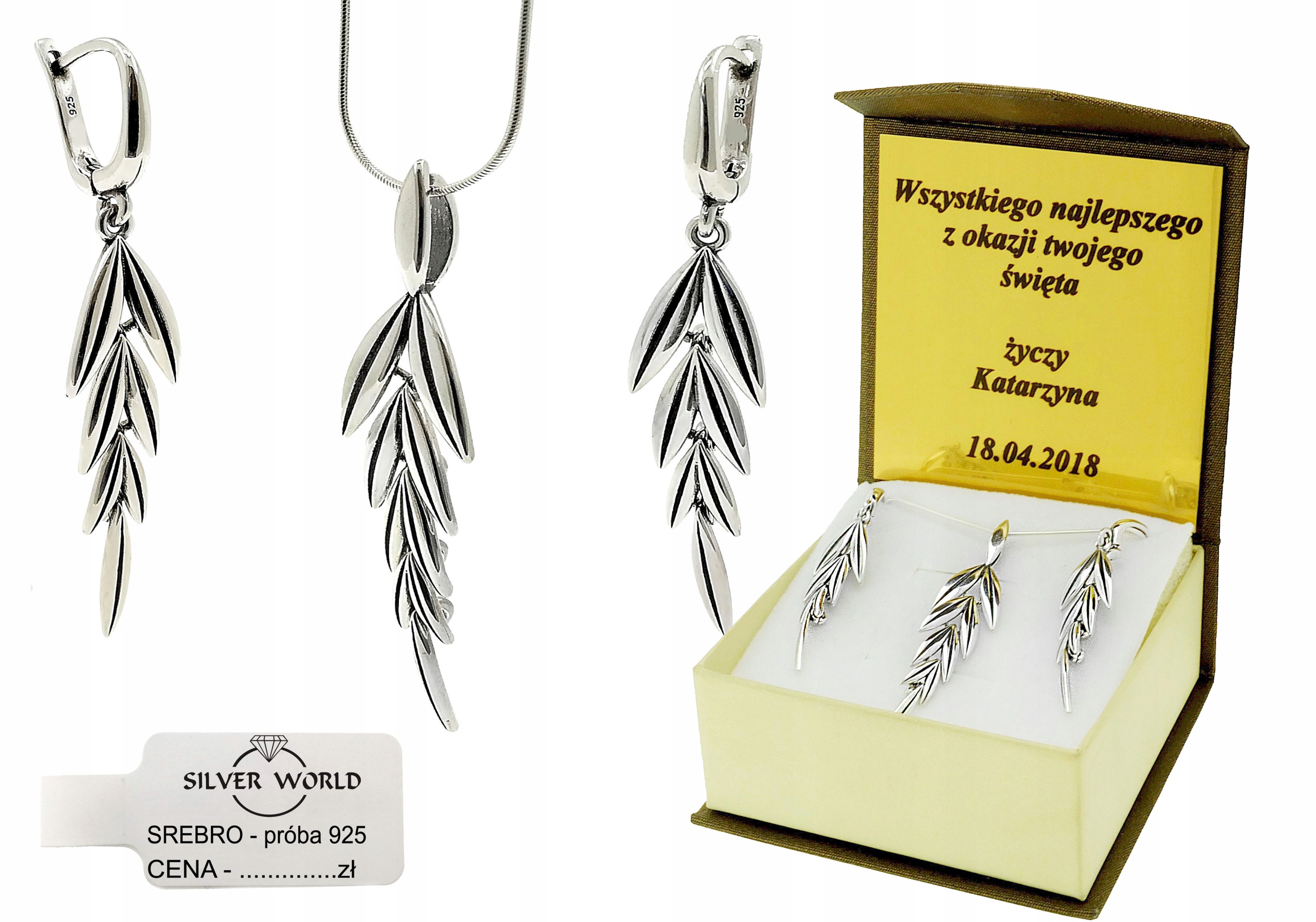 Elegantná sada listov strieborných rybích kostí + rytie