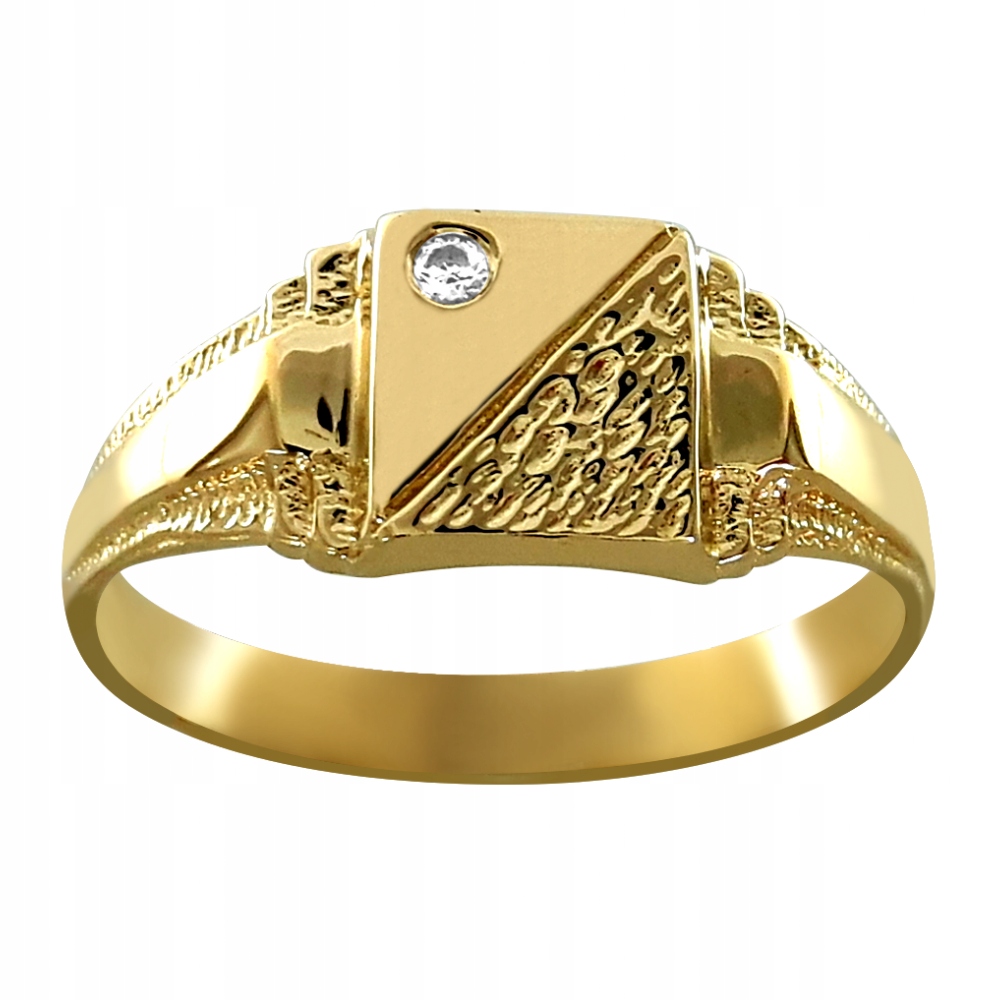 Elegantný dekoratívny signet so zirkónom so zlatom 585