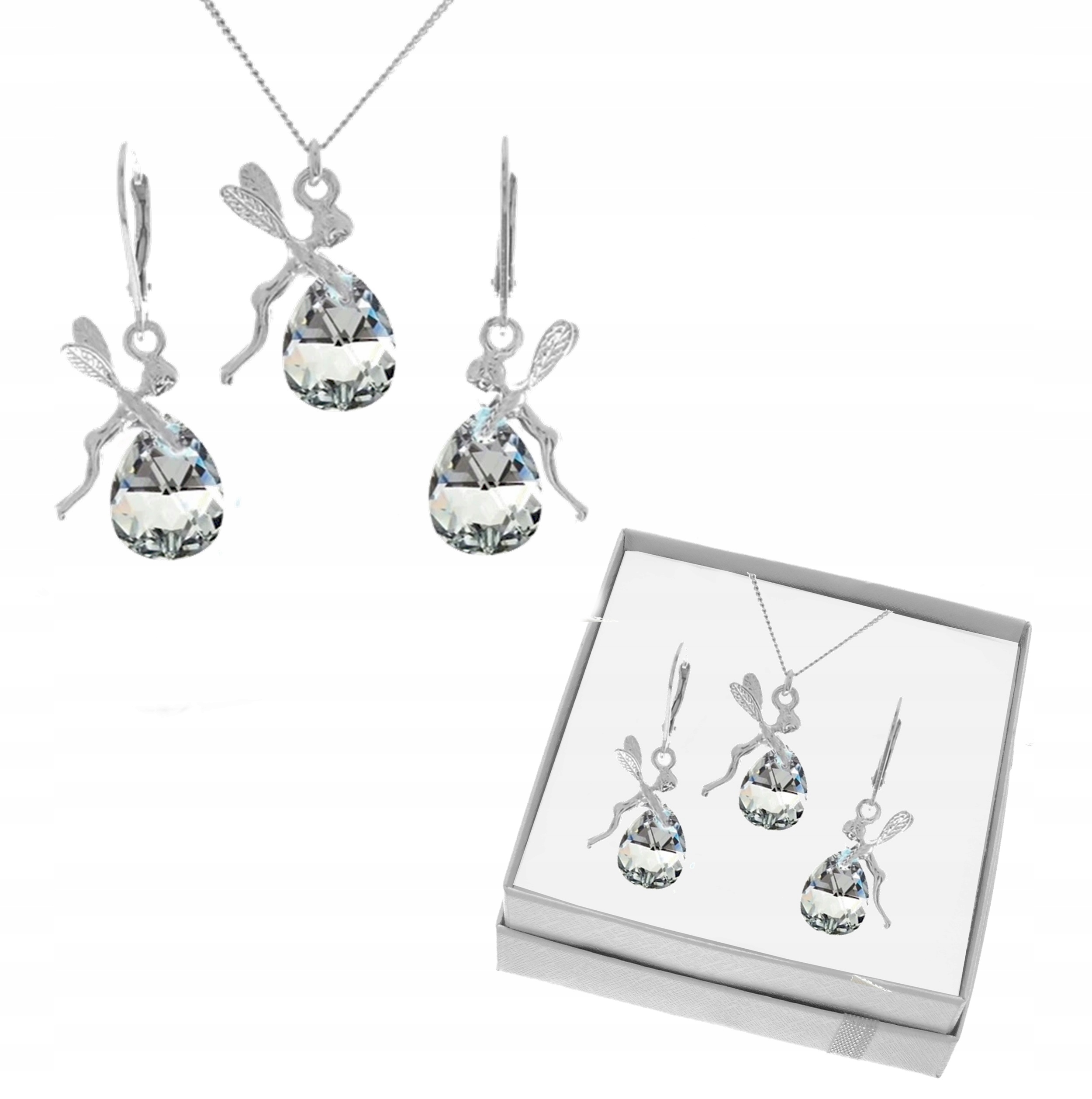 ELVES KR SET SWAROVSKI ALMOND 12 SILVER 925