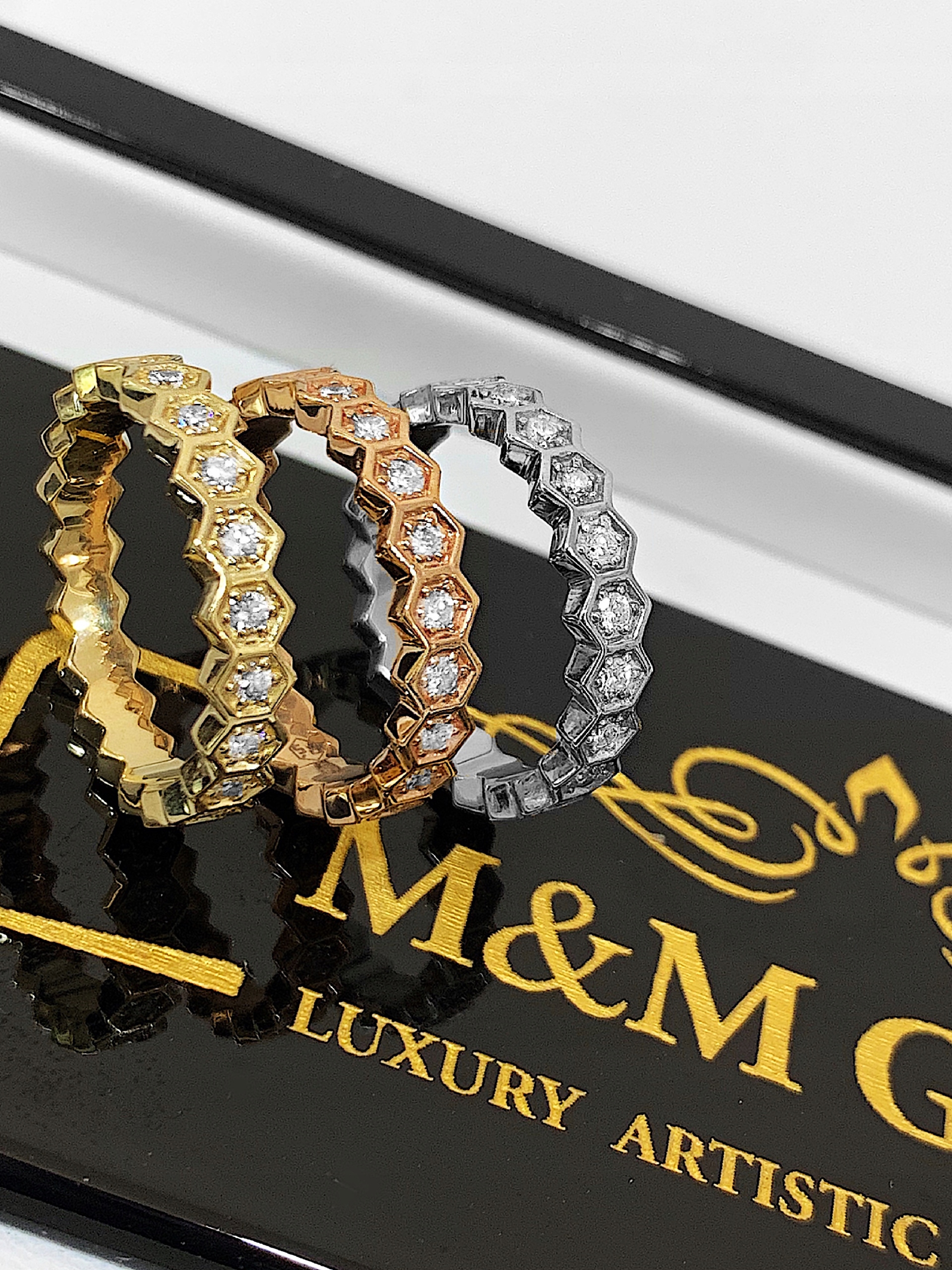 VEČNOSŤ s diamantmi Luxusná sada 3 snubných prsteňov