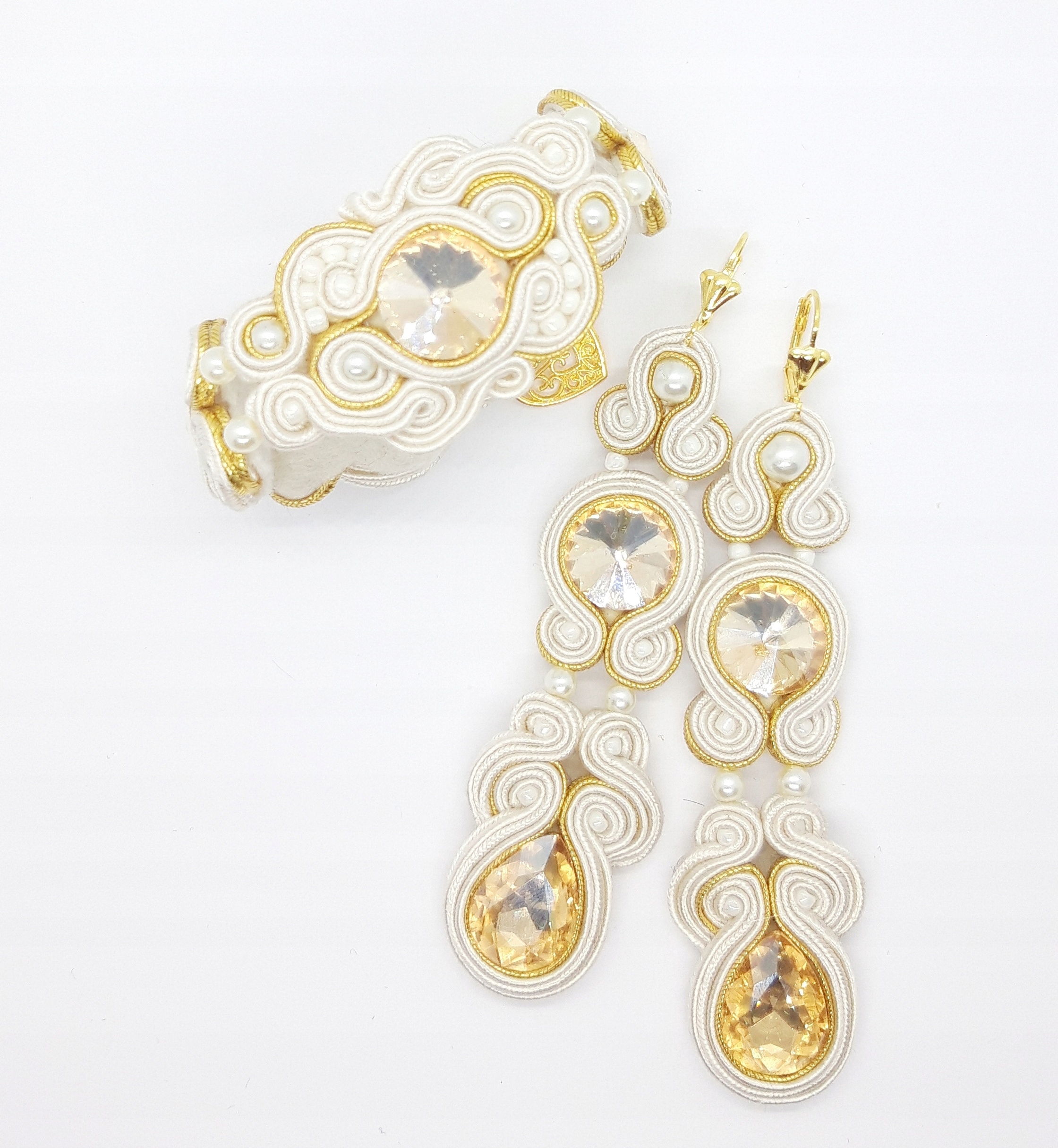Súprava Ecru & Gold Rhodiana soutache