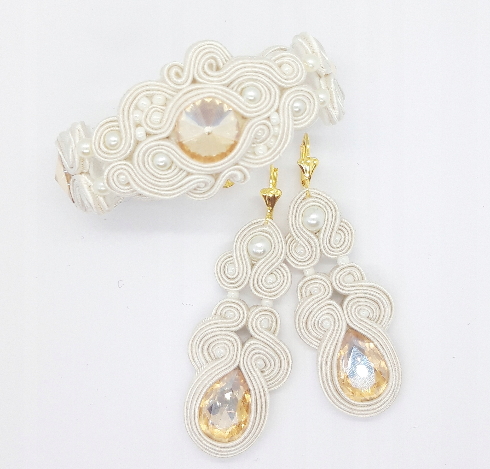 Svadobný náramok Ecru & Gold Set Soutache