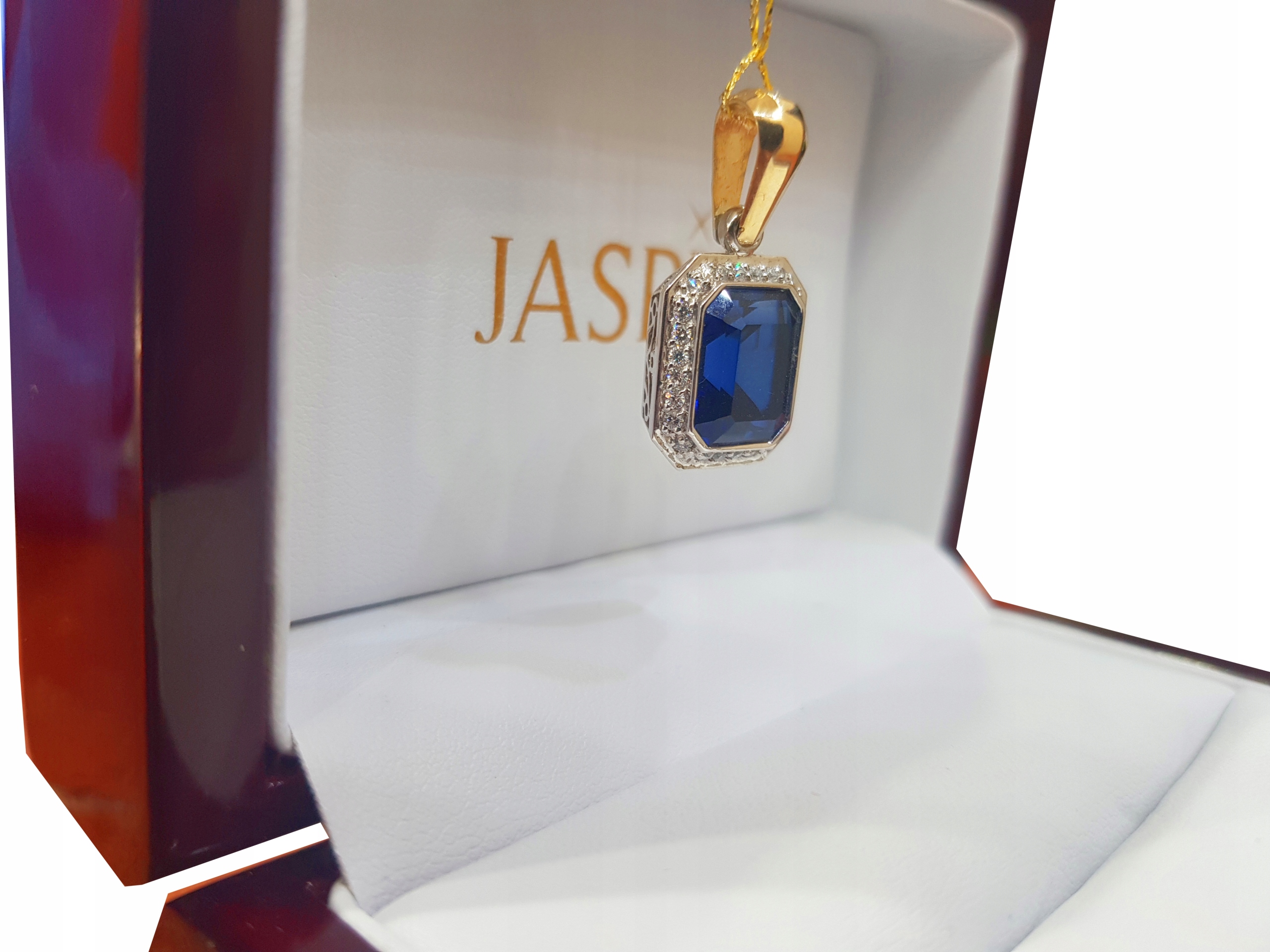 Exkluzívny zafírový prívesok Zirconia Gold 585