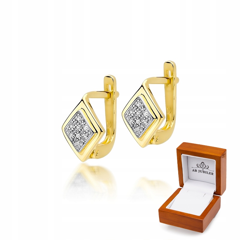 Elegantné zlaté náušnice diamanty pokus 585