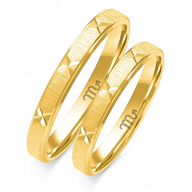 Elegantné zlaté svadobné obrúčky O-36 zdobené 3 mm 333