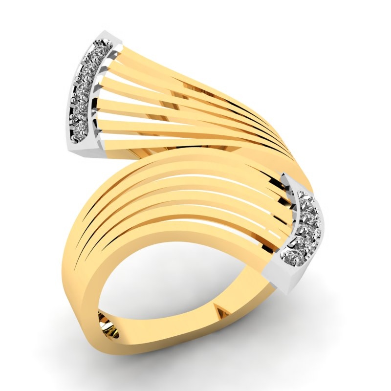 FANCY ZLATÝ PRSTEN S BRILIANTMI 0,10 CT