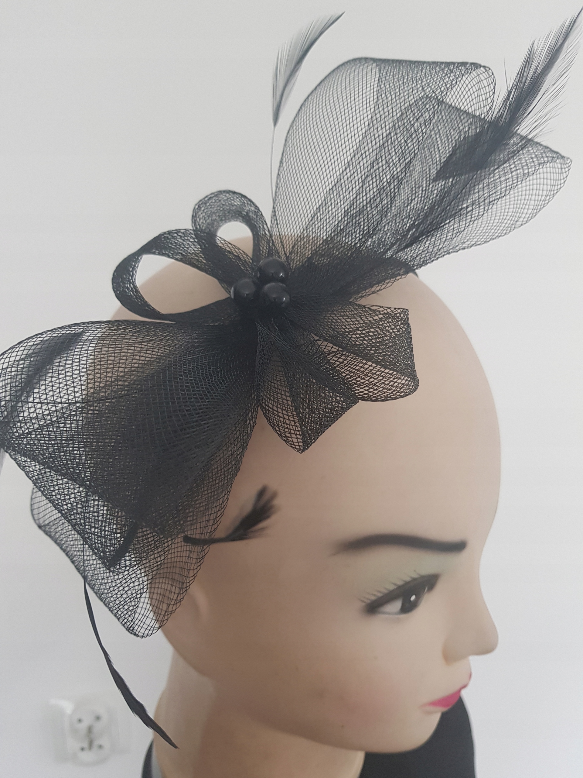 Fascinator čelenka čierna hlava nová