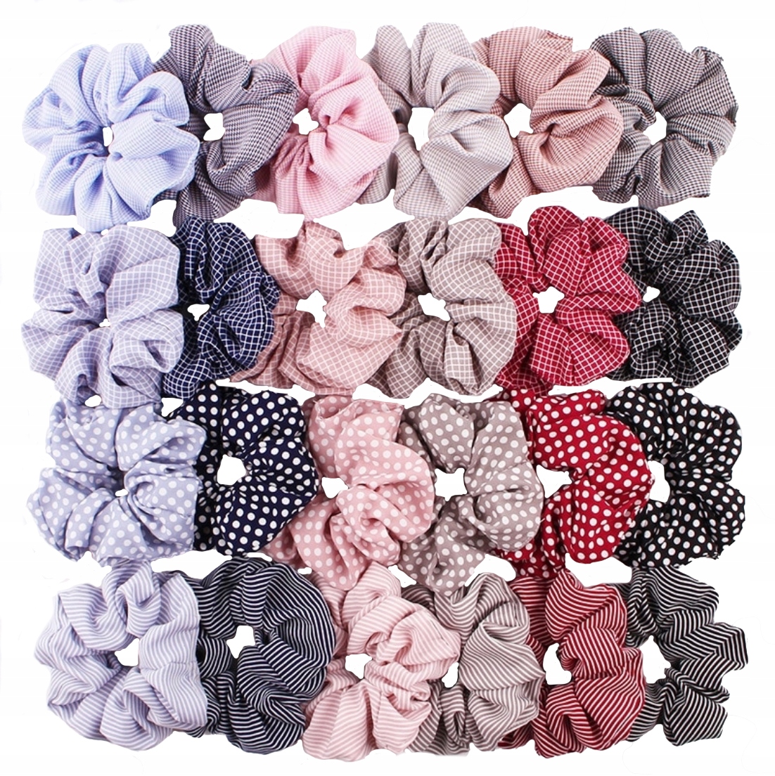Frotki Hair Bands scrunchie 24 ks so vzormi