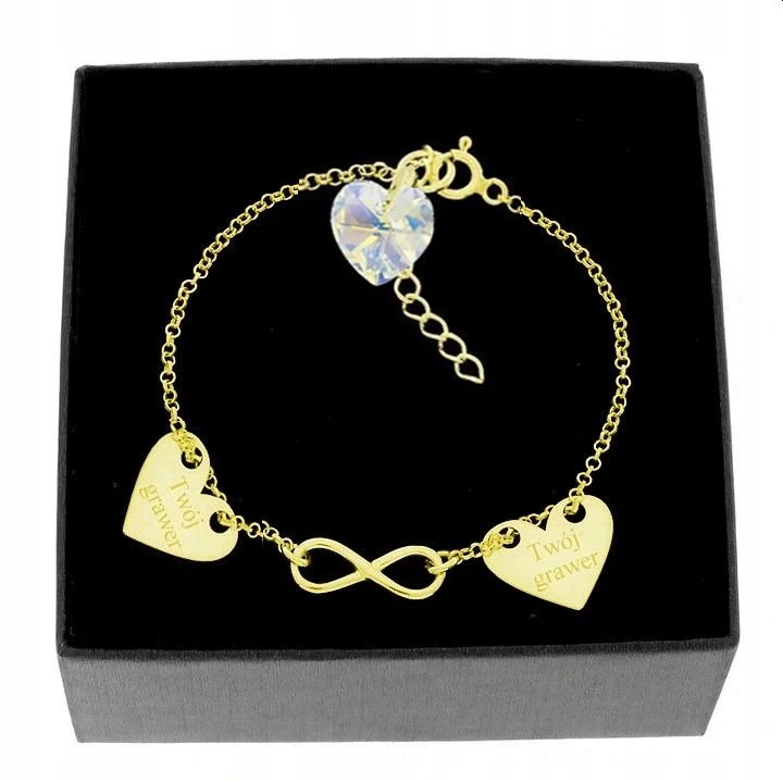 Gravírovanie srdca nekonečna Kr. Náramok Swarovski