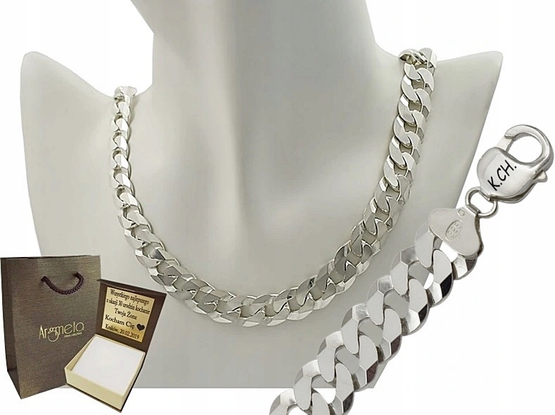 Strieborné vankúšiky s tukovým reťazcom široké 12,30 mm
