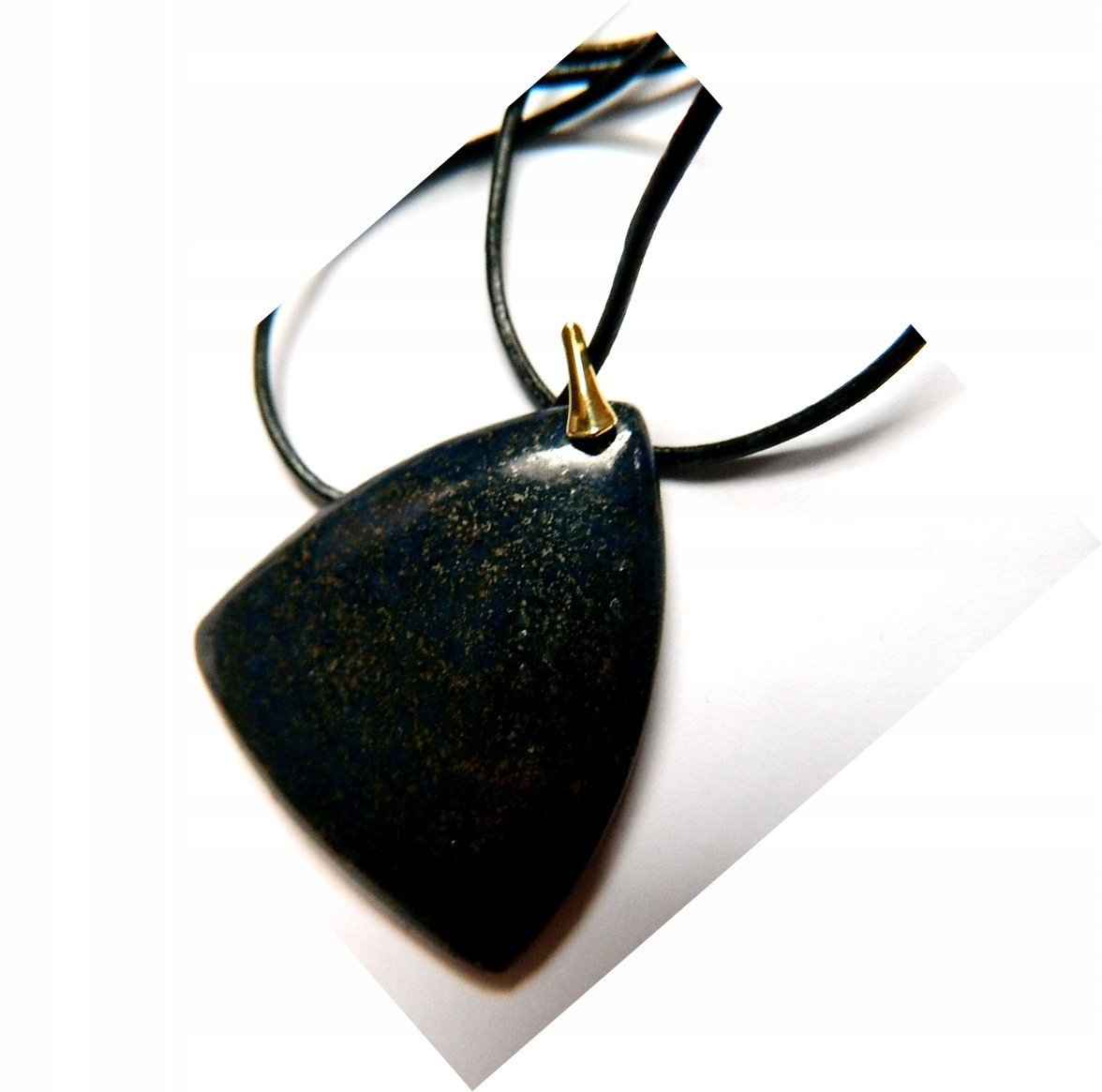 Navy Blue LaZuli a Gold Pyrit Pendant Shield
